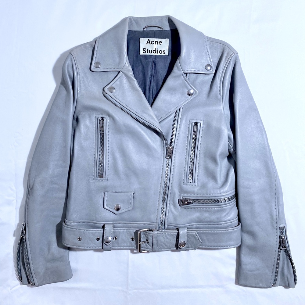 Acne Studios Mock Leather Jacket in Blue - Gray